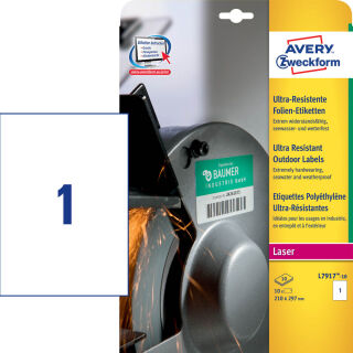 AVERY Zweckform resistente Folienetiketten L7917-10 weiß 210,0 x 297,0 mm, 10 Blatt