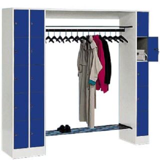 CP Garderobe mit Schließfächern Serie 8070 lichtgrau, enzianblau 80730-00 S10006, 15 Schließfächer 210,0 x 48,0 x 195,0 cm