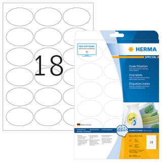 HERMA Etiketten 4358 weiß 63,5 x 42,3 mm, 25 Blatt
