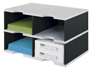 styro Sortierstation Styrodoc Jumbo Grundeinheit grau/schwarz mit 4 Fächern