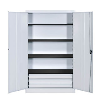 mauser Stahlschrank entero BFZ5 - 12 7035/7035 lichtgrau 4 Fachböden 120,0 x 50,0 x 195,0 cm, aufgebaut, 1 St.