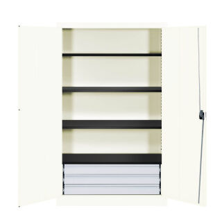mauser Stahlschrank entero BFZ5 - 12 9010/9010 reinweiß 4 Fachböden 120,0 x 50,0 x 195,0 cm, aufgebaut, 1 St.