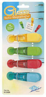WEDO GLOSSY Magnete farbsortiert, Kunststoff 8,4 x 4,0 x 2,1 cm, 4 St.