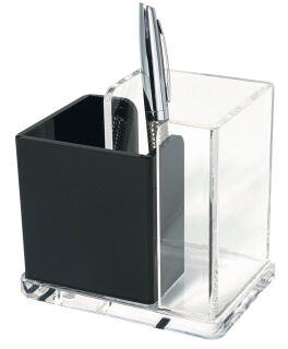 WEDO Stiftehalter Exklusiv glasklar/schwarz Acryl 2 Fächer 12,0 x 8,5 x 10,0 cm