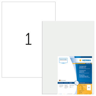 HERMA Folienetiketten 8694 transparent 297,0 x 420,0 mm, 50 Blatt
