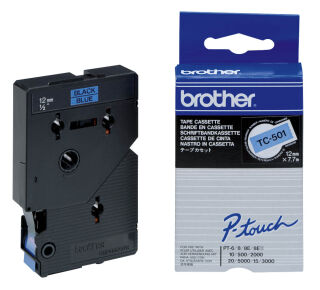 brother Schriftband TC-501 TC501, 12 mm, schwarz auf blau, 1 St.