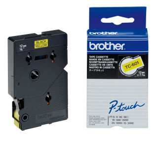 brother Schriftband TC-601 TC601, 12 mm, schwarz auf gelb, 1 St.