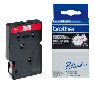 brother Schriftband TC-202 TC202, 12 mm, rot auf weiß, 1 St.