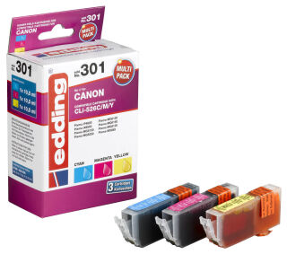edding EDD-301 cyan, magenta, gelb Druckerpatronen kompatibel zu Canon CLI-526 C/M/Y, 3er-Set