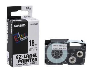 CASIO Schriftband XR-18WE XR-18WE1, 18 mm schwarz auf weiß