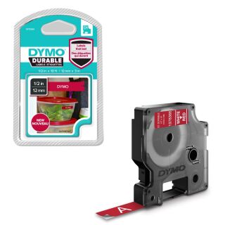 DYMO Schriftband D1 1978366, 12 mm, weiß auf rot, 1 St.