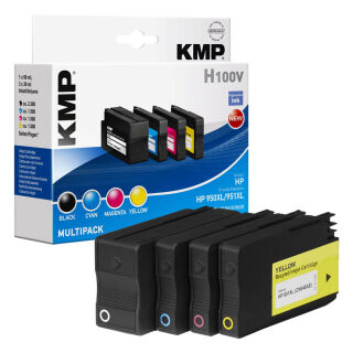KMP H100V schwarz, cyan, magenta, gelb Druckerpatronen kompatibel zu HP 950XL/951XL (C2P43AE), 4er-Set