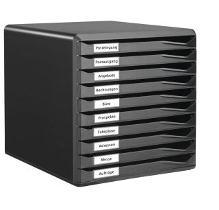 LEITZ Schubladenbox Formular-Set  schwarz 52940095, DIN A4 mit 10 Schubladen, 1 St.