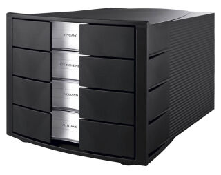 HAN Schubladenbox Impuls  schwarz 1012-13D, DIN A4 mit 4 Schubladen, 1 St.