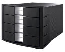 HAN Schubladenbox Impuls  schwarz 1012-13D, DIN A4 mit 4...