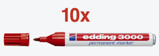 edding 3000 Permanentmarker rot 1,5 - 3,0 mm, 10 St.
