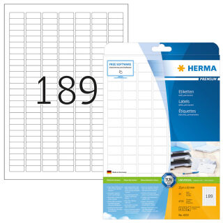 HERMA Etiketten 4333 weiß 25,4 x 10,0 mm, 25 Blatt