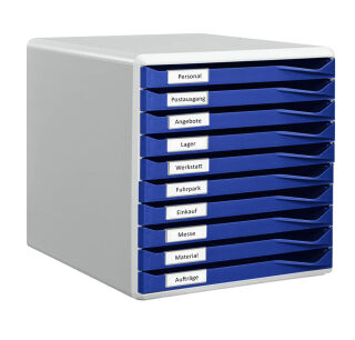LEITZ Schubladenbox Form Set  blau 52810035, DIN A4 mit 10 Schubladen, 1 St.