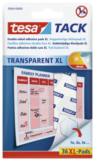 tesa TACK XL doppelseitige Klebepads für max. 20 g, 2,0 x 2,4 cm, 36 St.