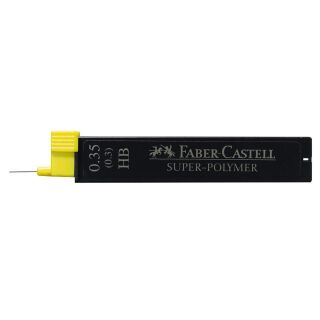 FABER-CASTELL SUPER-POLYMER Feinminen-Bleistiftminen schwarz HB 0,35 mm, 12 St.