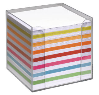 folia Zettelbox transparent inkl. 700 Notizzettel farbig sortiert, 1 St.