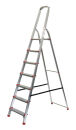 SZ Metall Stehleiter einseitig silber 7 Stufen, H: 227,0 cm