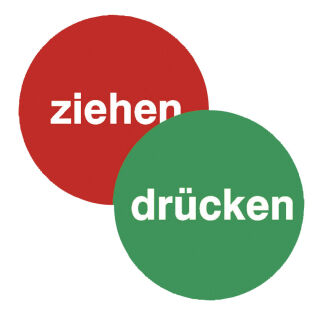 "SafetyMarking® Hinweisaufkleber ""Drücken + Ziehen"" rund 10,0 cm, 1 St."