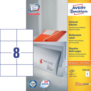 AVERY Zweckform Etiketten 3427-200 weiß 105,0 x 74,0 mm, 220 Blatt