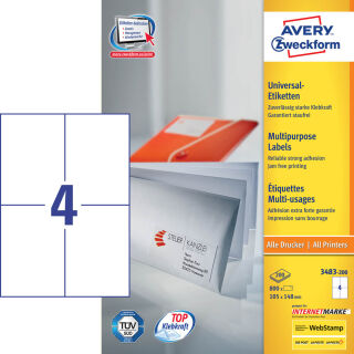 AVERY Zweckform Etiketten 3483-200 weiß 105,0 x 148,0 mm, 220 Blatt