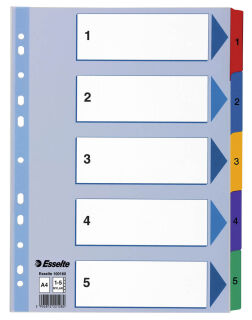 Esselte Ordnerregister DIN A4 Vollformat 1-5 farbig 5-teilig, 1 Satz
