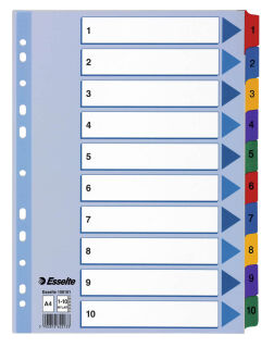 Esselte Ordnerregister DIN A4 Vollformat 1-10 farbig 10-teilig, 1 Satz