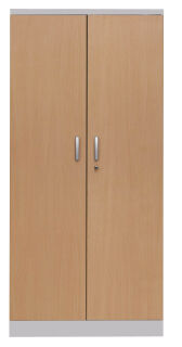 Gürkan Stahlschrank 100119 buche, weißaluminium 4 Fachböden 92,0 x 42,0 x 195,0 cm, aufgebaut, 1 St.