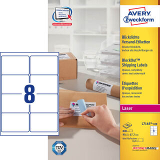 AVERY Zweckform Versandetiketten L7165-100 weiß 99,1 x 67,7 mm, 100 Blatt