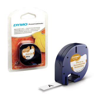 DYMO Textil-Schriftband LetraTag 18768 S0718850, 12 mm, schwarz auf weiß, 1 St.
