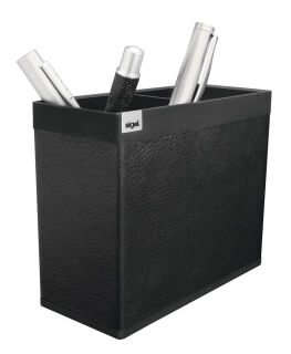 SIGEL Stiftehalter cintano:S saphirschwarz Lederimitat 2 Fächer 13,0 x 6,0 x 10,7 cm
