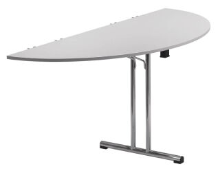 SODEMATUB Mehrzwecktisch lichtgrau halbrund, Rundrohr chrom, 140,0 x 70,0 x 74,0 cm