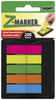 SIGEL TRANSPARENT Haftmarker farbsortiert 5x 40 Streifen