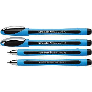 Schneider Kugelschreiber Slider Memo hellblau/schwarz, Schreibfarbe: schwarz, 10 St.