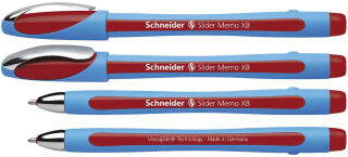 Schneider Kugelschreiber Slider Memo hellblau/rot, Schreibfarbe: rot, 10 St.