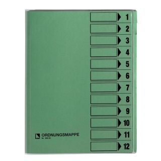 bene Ordnungsmappe 12 Fächer grün, 1 St.