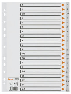 bene Ordnerregister DIN A4 Vollformat A-Z grau 21-teilig, 1 Satz