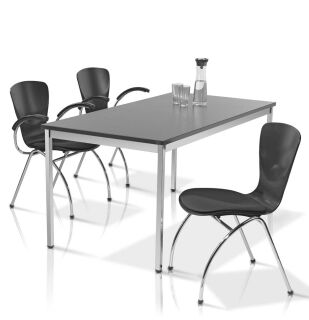 SODEMATUB Mehrzwecktisch esche-schwarz rechteckig, Vierkantrohr chrom, 120,0 x 80,0 x 74,0 cm