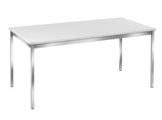 SODEMATUB Mehrzwecktisch weiß rechteckig, Vierkantrohr chrom, 120,0 x 80,0 x 74,0 cm