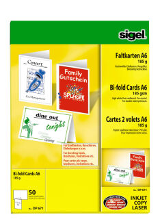SIGEL Faltkarten weiß DP671 weiß DIN A6, 50 St.