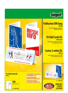 SIGEL Faltkarten weiß DP810 weiß DIN lang, 50 St.