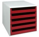 M&M Schubladenbox  rot 30050906, DIN A4 mit 5 Schubladen