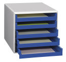 M&M Schubladenbox  blau 30050911, DIN A4 mit 5...