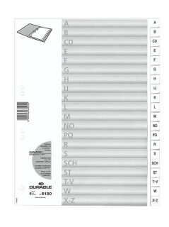 DURABLE Ordnerregister DIN A4 Vollformat A-Z weiß 20-teilig, 1 Satz