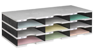 styro Sortierstation Styrodoc grau/schwarz mit 9 Fächern