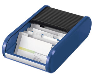 helit Visitenkartenbox blau/schwarz, für bis zu 300 Visitenkarten